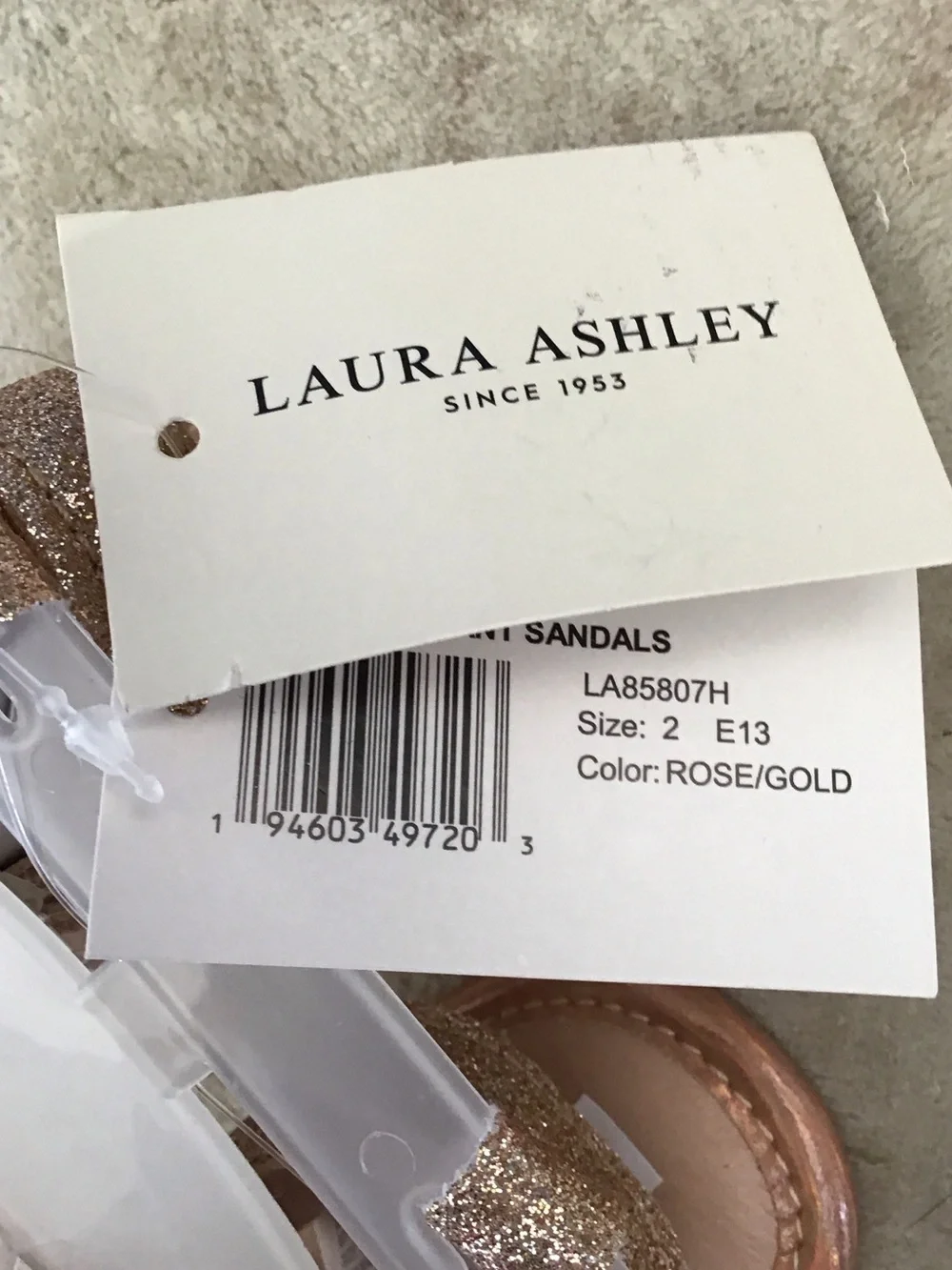 Laura Ashley Rose Pink Glitter Flower Girls' Sandals